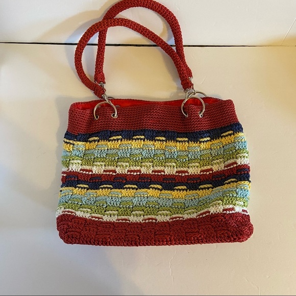 Cato Multi Color Crochet Style Shoulder Bag Purse - Picture 3 of 9